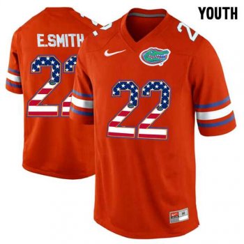 Youth Florida Gators #22 E.Smith Red USA Flag Youth College Football Jersey