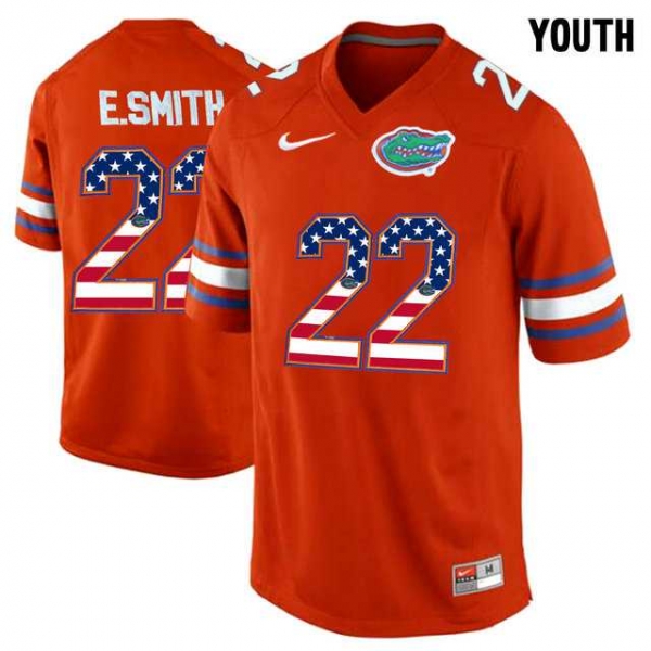 Youth Florida Gators #22 E.Smith Red USA Flag Youth College Football Jersey