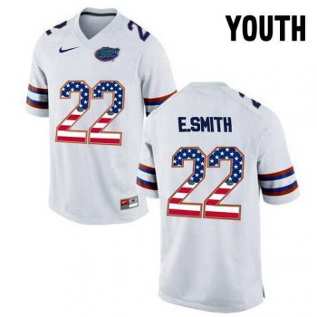 Youth Florida Gators #22 E.Smith White USA Flag Youth College Football Jersey