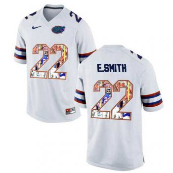 Florida Gators #22 E.Smith White With Portrait Print College Football Jersey