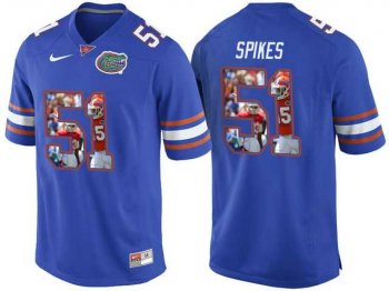 Florida Gators #51 Brandon Spikes Blue With Portrait Print College Football Jersey2