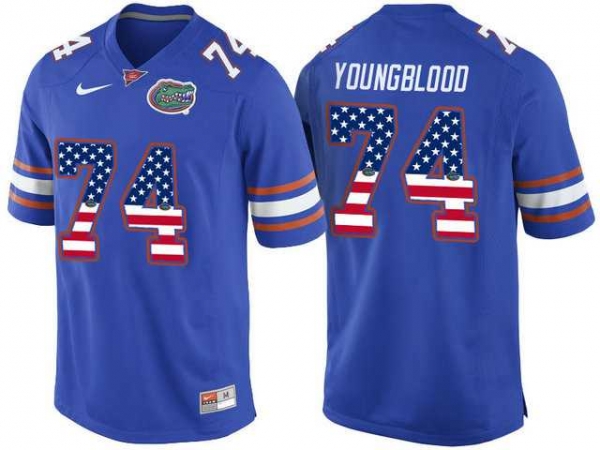 Florida Gators #74 Jack Youngblood Blue USA Flag College Football Jersey