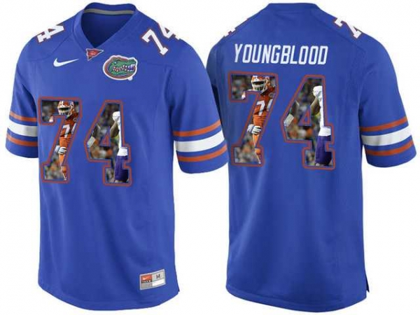 Florida Gators #74 Jack Youngblood Blue With Portrait Print College Football Jersey2