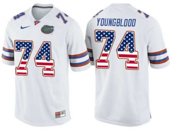 Florida Gators #74 Jack Youngblood White USA Flag College Football Jersey