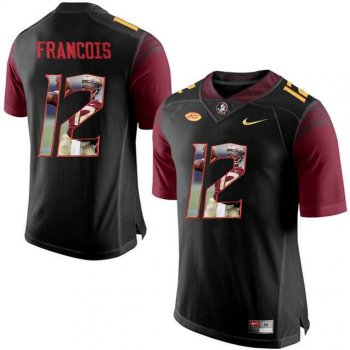 Florida State Seminoles #12 Deondre Francois Black With Portrait Print College Football Jersey