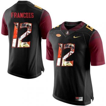 Florida State Seminoles #12 Deondre Francois Black With Portrait Print College Football Jersey2