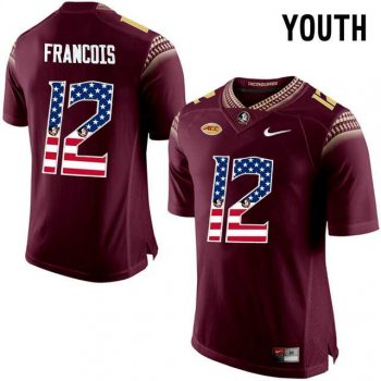 Youth Florida State Seminoles #12 Deondre Francois Red USA Flag College Football Youth Limited Jersey