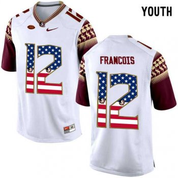 Youth Florida State Seminoles #12 Deondre Francois White USA Flag College Football Youth Limited Jersey