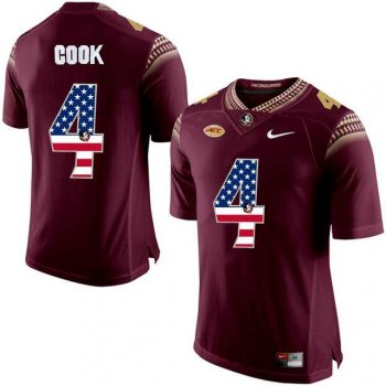 Florida State Seminoles #4 Dalvin Cook Red USA Flag College Football Limited Jersey