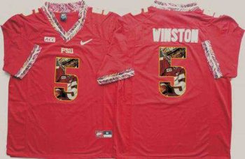 Florida State Seminoles #5 Jameis Winston Red Player Fashion Stitched NCAA Jersey