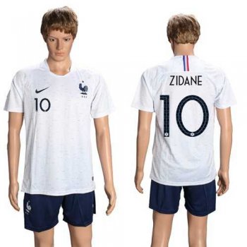 France #10 Zidane Away Soccer Country Jersey