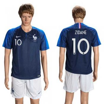 France #10 Zidane Home Soccer Country Jersey