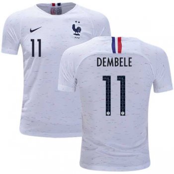 France #11 Dembele Away Kid Soccer Country Jersey