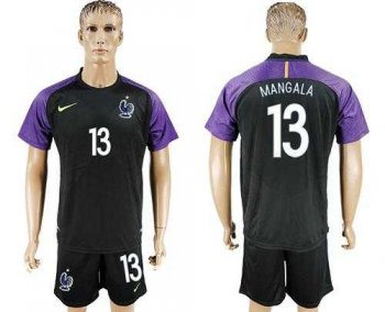 France #13 Mangala Black Goalkeeper Soccer Country Jersey