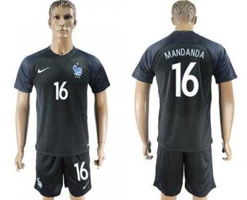 France #16 Mandanda Away Soccer Country Jersey