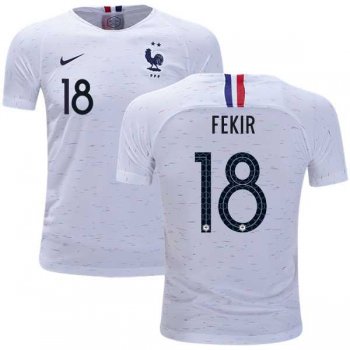 France #18 Fekir Away Kid Soccer Country Jersey