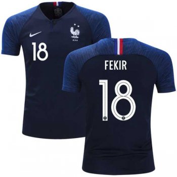 France #18 Fekir Home Kid Soccer Country Jersey