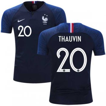 France #20 Thauvin Home Kid Soccer Country Jersey