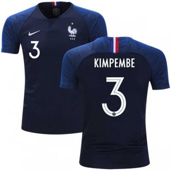 France #3 Kimpembe Home Kid Soccer Country Jersey