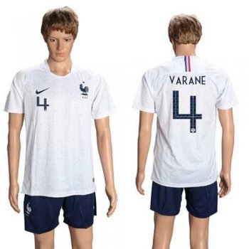 France #4 Varane Away Soccer Country Jersey