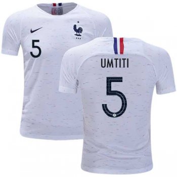 France #5 Umtiti Away Kid Soccer Country Jersey