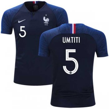 France #5 Umtiti Home Kid Soccer Country Jersey