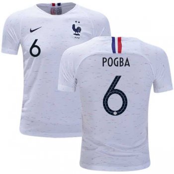 France #6 Pogba Away Kid Soccer Country Jersey