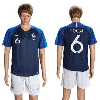 France #6 Pogba Home Soccer Country Jersey