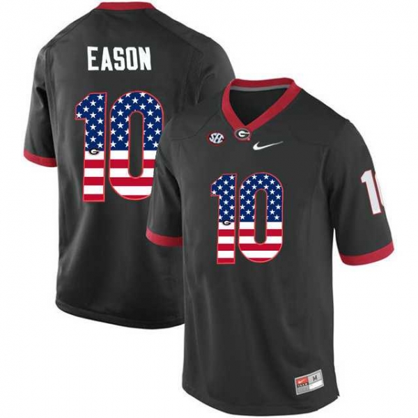 Georgia Bulldogs #10 Jacob Eason Black USA Flag College Football Jersey