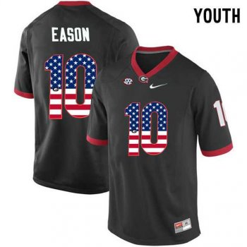 Youth Georgia Bulldogs #10 Jacob Eason Black USA Flag Youth College Football Jersey