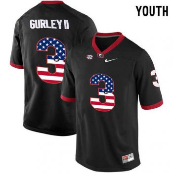 Youth Georgia Bulldogs #3 Todd Gurley II Black USA Flag Youth College Football Jersey