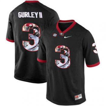 Georgia Bulldogs #3 Todd Gurley II Black With Portrait Print College Football Jersey