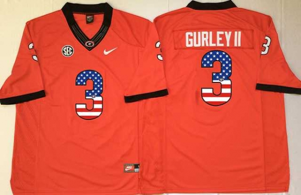 Georgia Bulldogs #3 Todd Gurley II Red USA Flag College Jersey