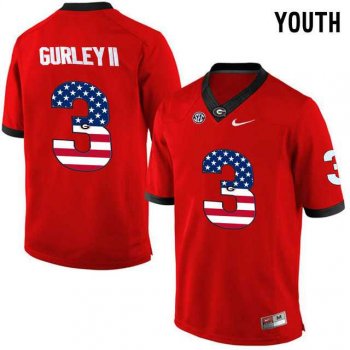 Youth Georgia Bulldogs #3 Todd Gurley II Red USA Flag Youth College Football Jersey