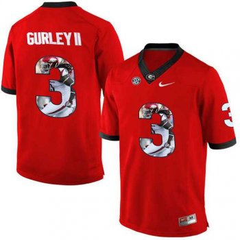 Georgia Bulldogs #3 Todd Gurley II Red With Portrait Print College Football Jersey