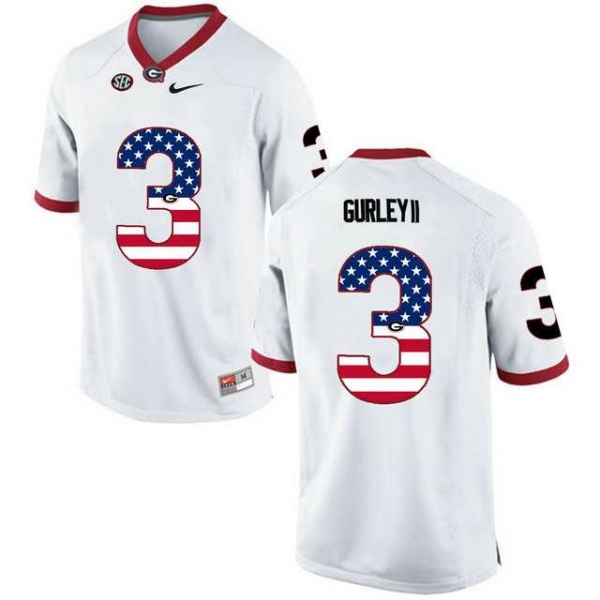 Georgia Bulldogs #3 Todd Gurley II White USA Flag College Football Jersey