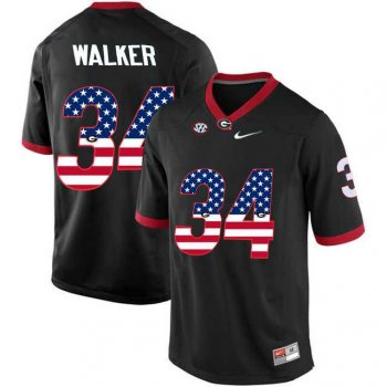 Georgia Bulldogs #34 Herchel Walker Black USA Flag College Football Jersey