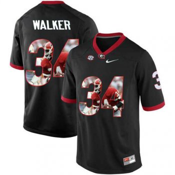 Georgia Bulldogs #34 Herchel Walker Black With Portrait Print College Football Jersey