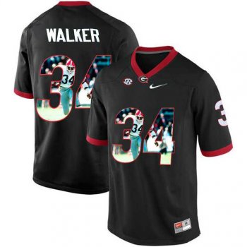 Georgia Bulldogs #34 Herchel Walker Black With Portrait Print College Football Jersey2