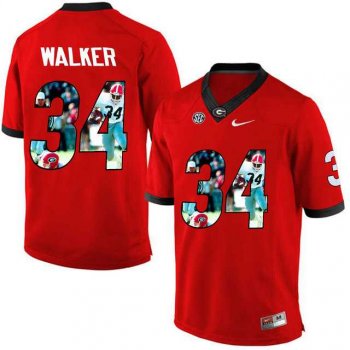 Georgia Bulldogs #34 Herchel Walker Red With Portrait Print College Football Jersey