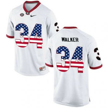 Georgia Bulldogs #34 Herchel Walker White USA Flag College Football Jersey