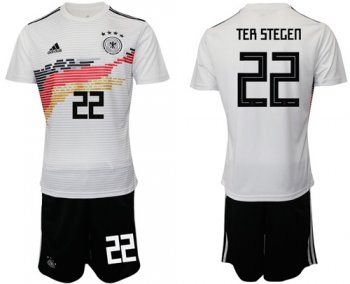 Germany #22 Ter Stegen White Home Soccer Country Jersey