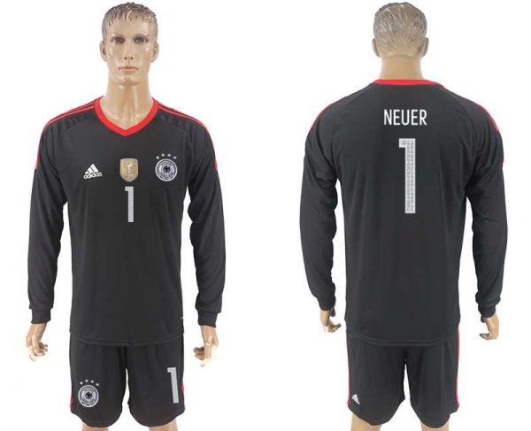 Germany #1 NEUER Black Goalkeeper 2018 FIFA World Cup Long Sleeve Soccer Jersey