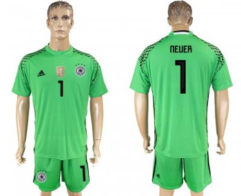 Germany #1 NEUER Light Green Goalkeeper 2018 FIFA World Cup Soccer Jersey