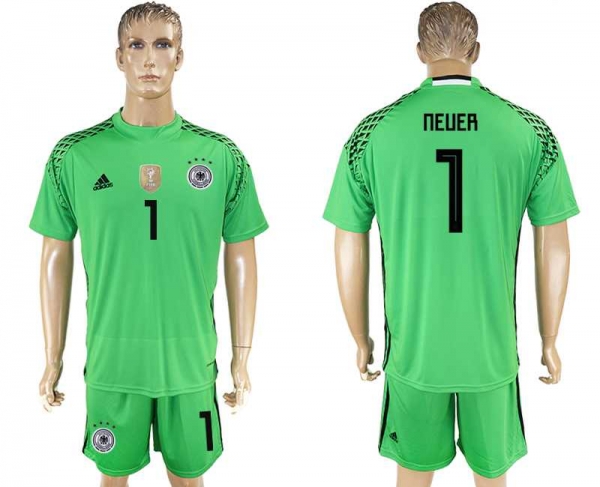 Germany #1 NEUER Light Green Goalkeeper 2018 FIFA World Cup Soccer Jersey