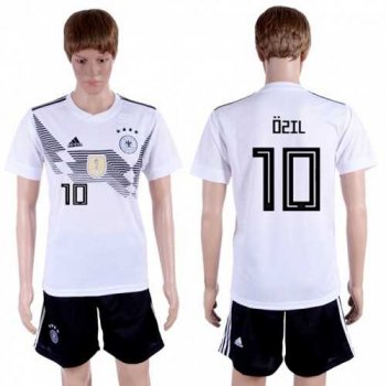 Germany #10 Ozil White Home Soccer Country Jersey