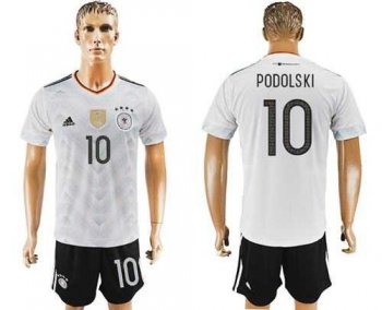 Germany #10 Podolski White Home Soccer Country Jersey