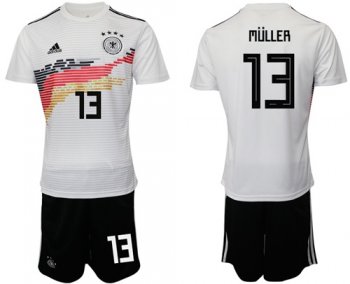 Germany #13 Muller White Home Soccer Country Jersey