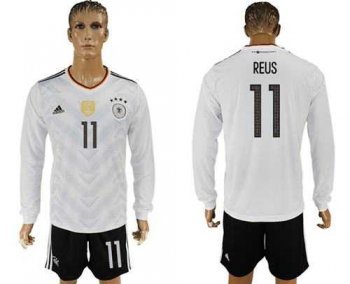 Germany #11 Reus White Home Long Sleeves Soccer Country Jersey