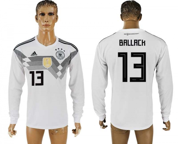 Germany #13 BALLACK Home 2018 FIFA World Cup Long Sleeve Thailand Soccer Jersey